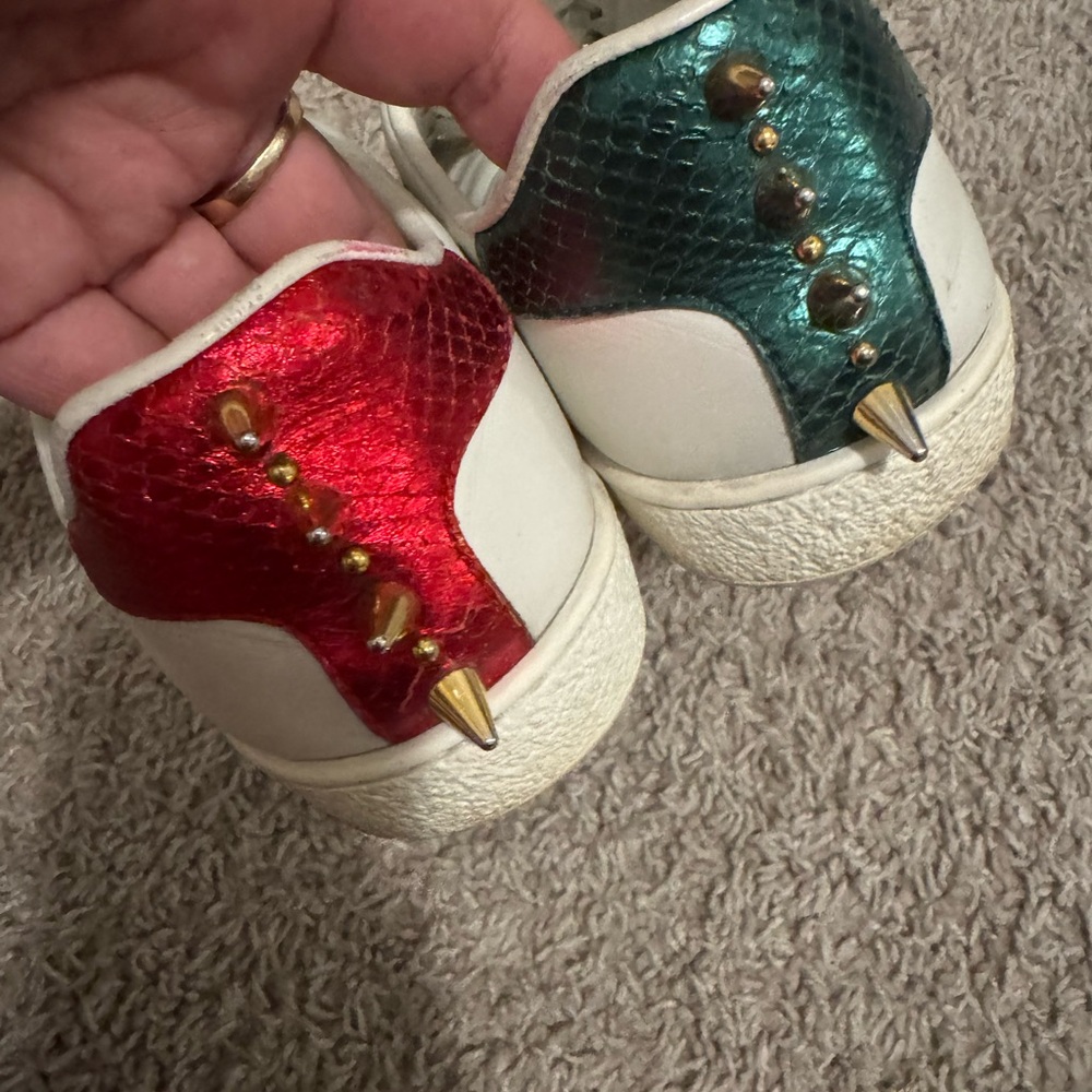 Gucci White Sneakers with Red and Green Details